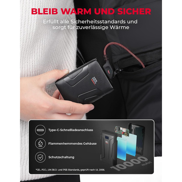 Кемімото - Тепла жилетка для жінок з підключенням через додаток, акумулятор 10000 мАг, 3 режими нагріву, 4 зони нагріву, для активного відпочинку, мотоциклів, походів, кемпінгу