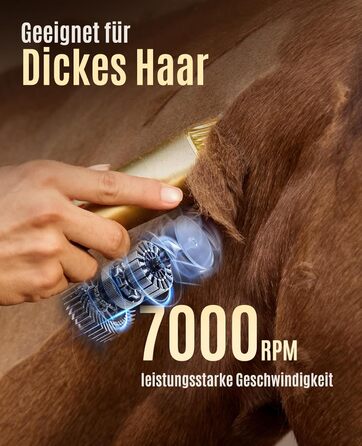 Машина для стрижки коней Oneisall бездротова, потужна, 7000 обертів, для густого та сплутаного волосся, чорна