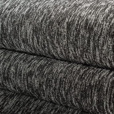 Килимок для вітальні HomebyHome 120x170 см, антрацит, однотонний, з ефектом меланжу, для спальні, короткий ворс, м'який, легкий у догляді, можна прати, для кухні, їдальні