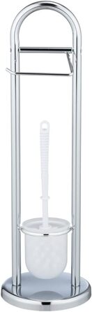 Набір для туалету WENKO Siena: підставка для туалетного паперу та щітки, сталева, білий глянцевий (19 x 63 см)