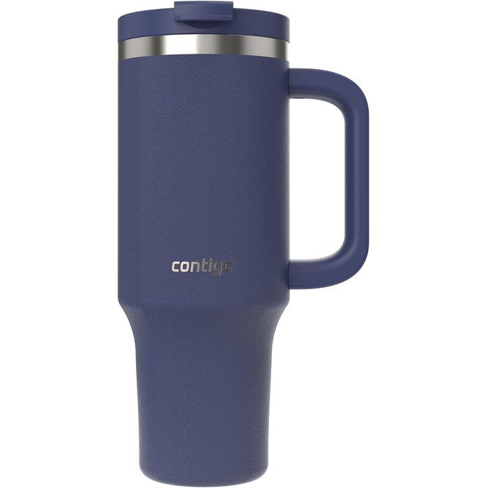 Contigo Streeterville Thermos Flask 1200 ml with Handle and Straw | Insulated Stainless Steel Thermos Drink Bottle with Lid | Keeps Drinks Cold for 29 Hours | Travel Mug | Thermobecher | BPA-Free (Indigo)