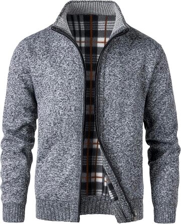 Чоловічий кардиган з флісовою підкладкою: теплий светр-кофта на осінь-зиму | C-dunkelgrau