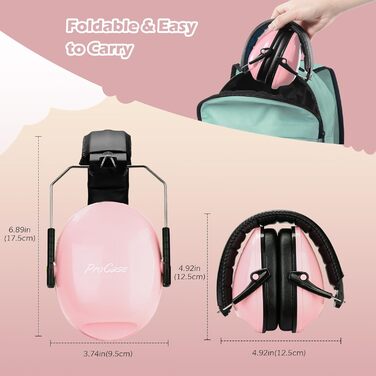 Навушники для дітей ProCase для захисту від шуму, 3-2 роки, для сну, подорожей, карнавалів, аутизму, легкий рожевий колір