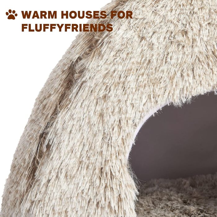Cat Bed Washable Cat Sleeping Place for Cats Cat Cave Plush Pet Cat Head Pillow Cat House Cat Cushion Fluffy Kitten Puppy Snuggle Bed Pet Bed White (Coffee, Medium)