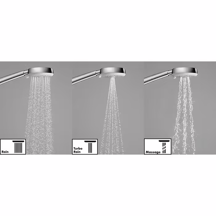 hansgrohe Crometta 100 Showerhead, 3 Spray Patterns, White/Chrome