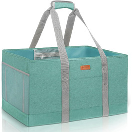 MHOMER Reusable Upright Grocery Bags - Extra Waterproof Large Tote Bag with Reinforced Bottom, Foldable Shopping Bags (Green)