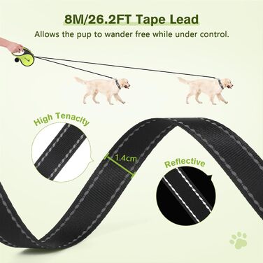 Рулетка для собак Pecute 8м, 50 кг, зелена - надійна та зручна
