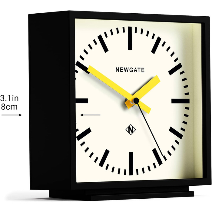 NEWGATE® Amp Silent Sweep Mantle Clock – 'No Tick' – a Modern Mantle Clock – Clocks for Living Rooms – Office Clock – Desk Clock – Mantle Clocks – Station Dial (Yellow)