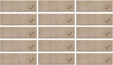 BEQHAUSE Non-Slip Stair Treads - 15 Piece Set, Washable Carpet for Stairs - Safe for Kids, Seniors & Pets - 22x70cm Beige