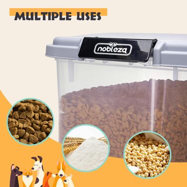 Контейнери для корму Nobleza (2 шт) 40 л з колесами та кришкою, для собак та котів, сірий