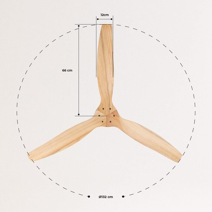 Вентилятор стельовий WINDCALM M з підсвічуванням, ABS, Нікель, дерево, Wi-Fi, пульт, 40W, Ø132cm, таймер, літо/зима