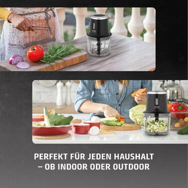 CASO Chop & Go – Електричний подрібнювач для кухні з акумулятором, 1.0 л, 2 швидкості, USB-C, з лопаткою