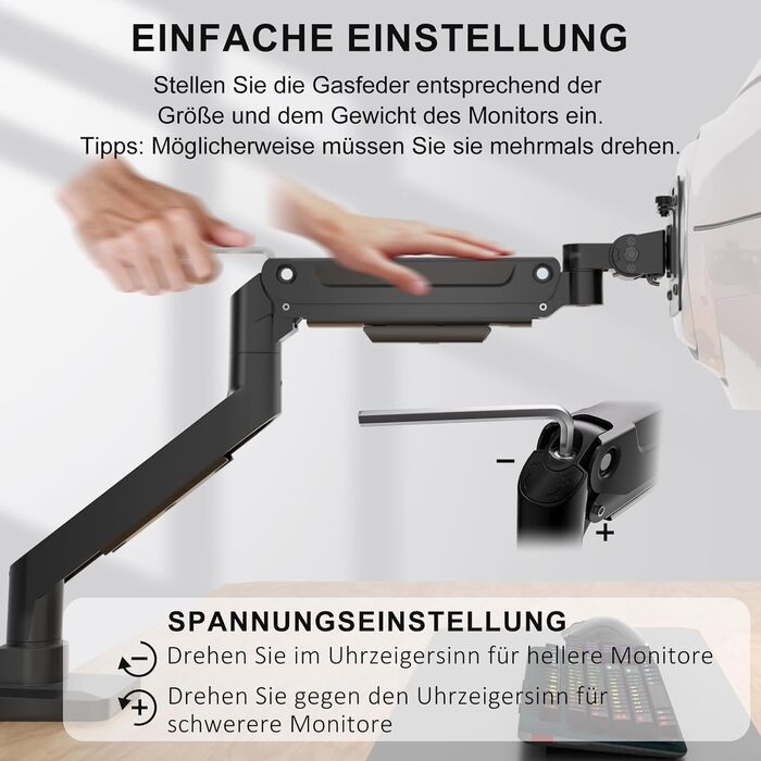 Кріплення для монітора WALI до 49 дюймів, одноплечий, чорний, VESA 75/100 мм, до 15 кг