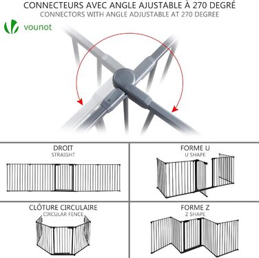 Захисне ґратка для каміну Vounot з дверцятами, 375 см, 6 елементів, металева, для дітей, чорний