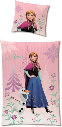 Дитяча постільна білизна Disney Frozen Анна і Ельза 135x200 80x80 см, бавовна, замок-блискавка, малюнок Diamonds