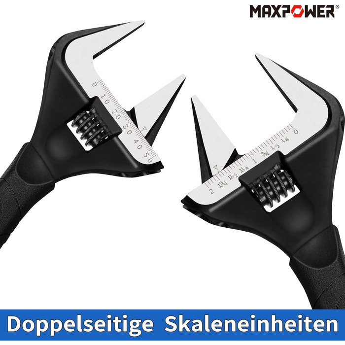 Набір розвідних гайкових ключів MAXPOWER з широким зівом, 2 шт. (150 мм і 250 мм), Cr-V сталь, ергономічна ручка, у чохлі