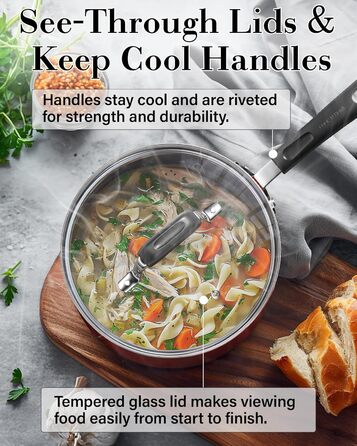 Набір кухонного посуду Cook N Home 2601 з антипригарним покриттям, мармур, алюміній, червоний (Marble Red)