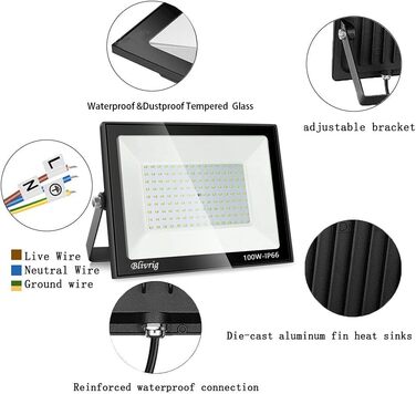 Bright LED Floodlight Outdoor 100W Warm White, Outdoor Floodlight, Super Bright 10000LM Floodlight, Outdoor Spotlight IP66 Waterproof, 3000K Outdoor Spotlight, Warm Floodlight for Garden, Garage, Yard (Warm White, 100W)