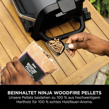 Ninja Woodfire Electric Grill with Smoker & Air Fryer - 7-in-1 Outdoor BBQ Grill - Weatherproof, Non-Stick, Portable - Grey/Black OG701EU