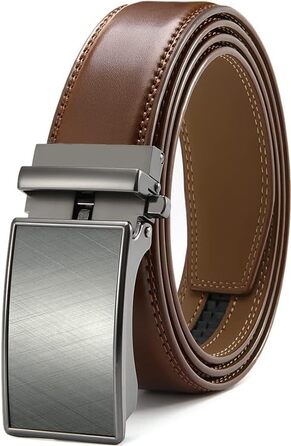 Чоловічий шкіряний ремінь DOOPAI з автоматичною застібкою, 35 мм, регульований розмір, без отворів, білий/коричневий (115-135 см)