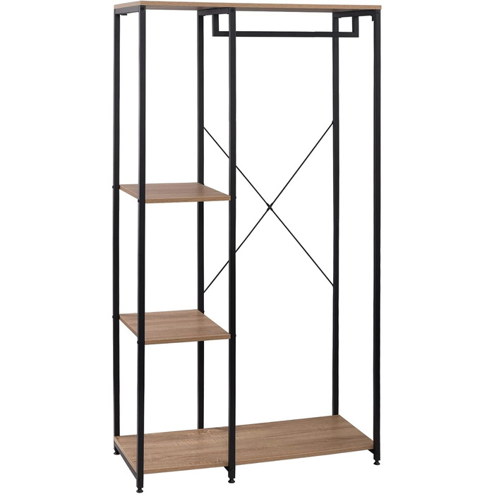WOLTU Clothes Rack - Organised Clothes Rack, Wardrobe Clothes Rail, Laundry Rack, Open Wardrobe with 4 Shelves for Bedroom, Hallway, Wood and Steel
