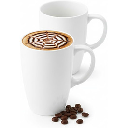 Набір чашок для чаю та кави Wilmax - 2 шт. (630 мл) - порцелянові чашки з ручками, білі