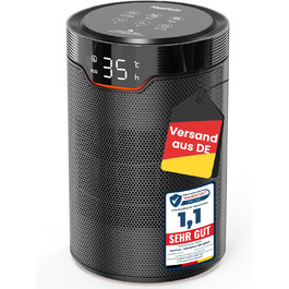 Електричний обігрівач: Економний, 1500W, тихий з таймером, захист від перекидання та перегріву, чорний