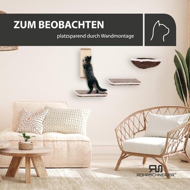 Комплект для лазіння котів Rohrschneider - стінова конструкція з гамаком та ігровими елементами, сірий