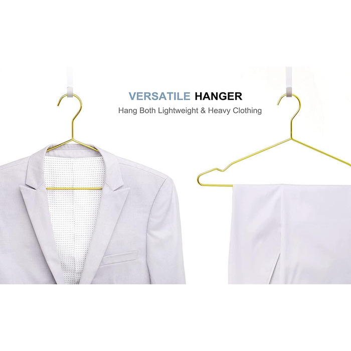 Amber Home 20-Piece 43cm Gold Iron Clothes Hangers, Metal Clothes Hangers with Non-Slip Groove for Suit, T-Shirt, Shirt, Jacket, Dress, Pants, Robust and Durable