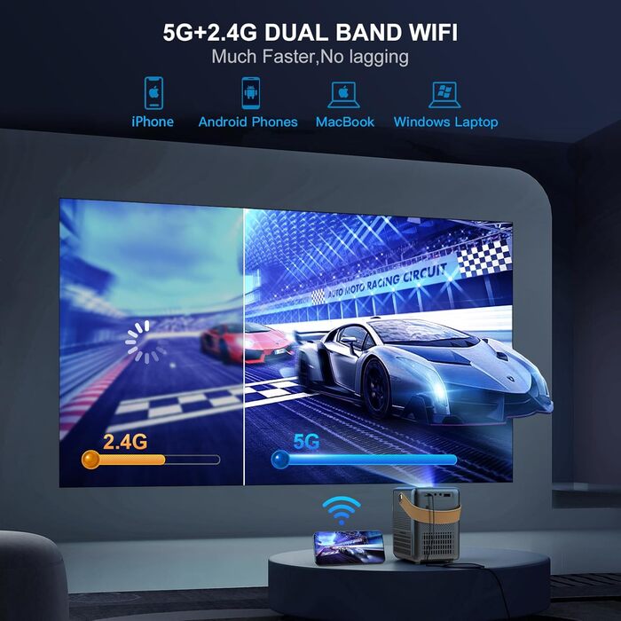 Портативний проєктор Mini Beamer 4K з WiFi 6, Bluetooth, Dolby Audio та підтримкою Netflix. Рожевий колір.