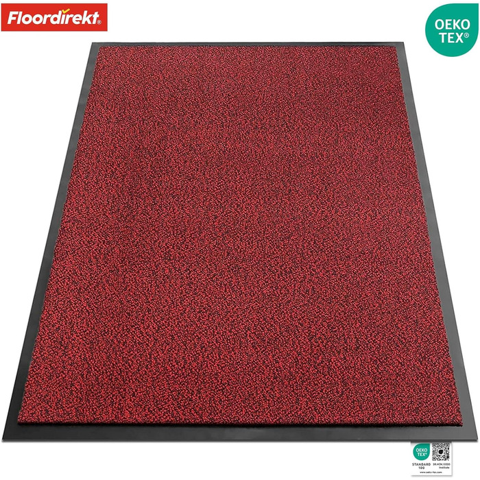 Килимок для підлоги Floordirekt Rhine - миючий, потужний, з антиковзким покриттям - килимок для входу (Sparrow), червоний (меланж), 80x120 см