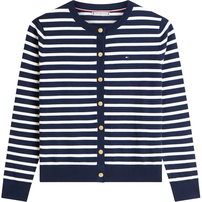 Кардиган жіночий Tommy Hilfiger Jersey Fine з ґудзиками, темно-синій (Dark Night Navy/Ivory Petal Stp), розмір S