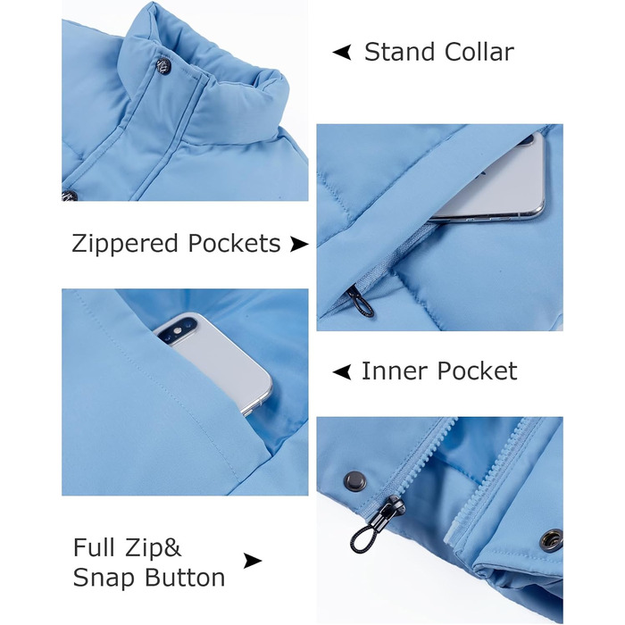 Чоловічий пуховий жилет Flygo - теплий, легкий, без рукавів, блакитний (XL)