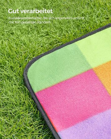 Плед для пікніка SONGMICS 195x150 см, водонепроникний, складаний, в клітку - для парку, саду, пляжу