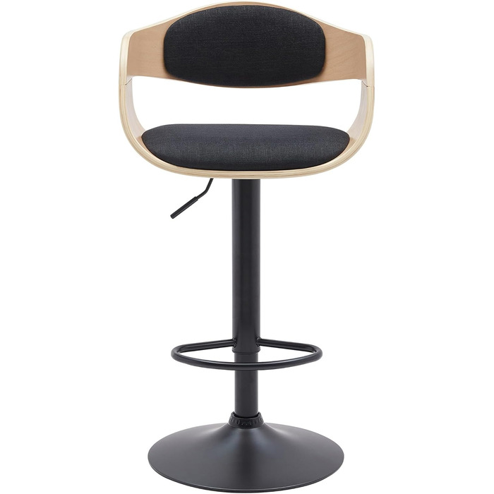 Kingston Adjustable Bar Stool with Premium Upholstery - Durable Metal Frame (150kg Capacity) - Black Fabric