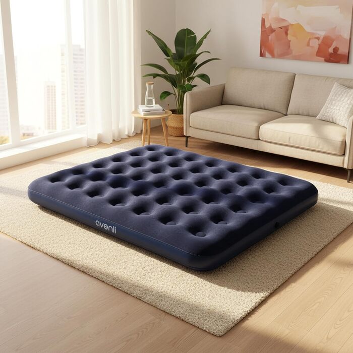 Надувний матрац для кемпінгу та дому AVENLI на 2 особи, 203x152x22 см, з м'якою поверхнею