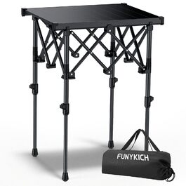 Складаний туристичний стіл Funykich 82x40 см, регулювання висоти (44/70 см), з сітчастою кишенею, для пікніка, кемпінгу, BBQ, саду
