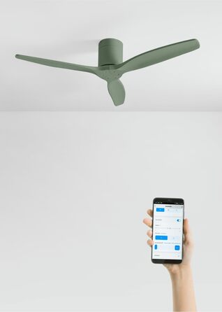 Вентилятор стельовий WINDCALM M з підсвіткою, ABS, 132 см, Wi-Fi, пульт, 40W, Salbeigrün
