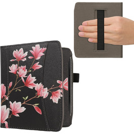 Чохол-книжка kwmobile для Pocketbook Era/Era Color з відділенням для карт та петлею для кріплення - дизайн 'Читаюча жінка' чорно-бежевий (Magnolien 33-02-01)