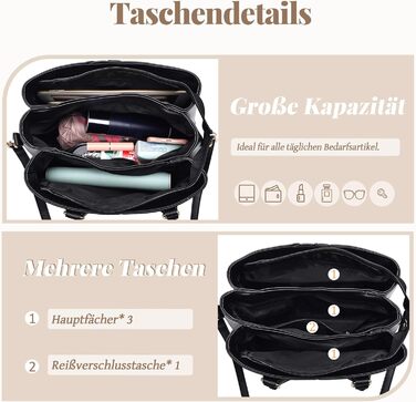 Стильна жіноча сумка-шопер на плече та ручках, чорний PU шкіра, для роботи, подорожей, школи