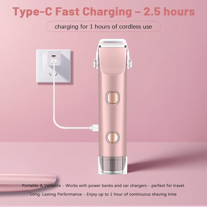 Електричний жіночий тример AOMEES 2-в-1 для обличчя, тіла та зони бікіні, IPX7, бездротовий, рожеве золото