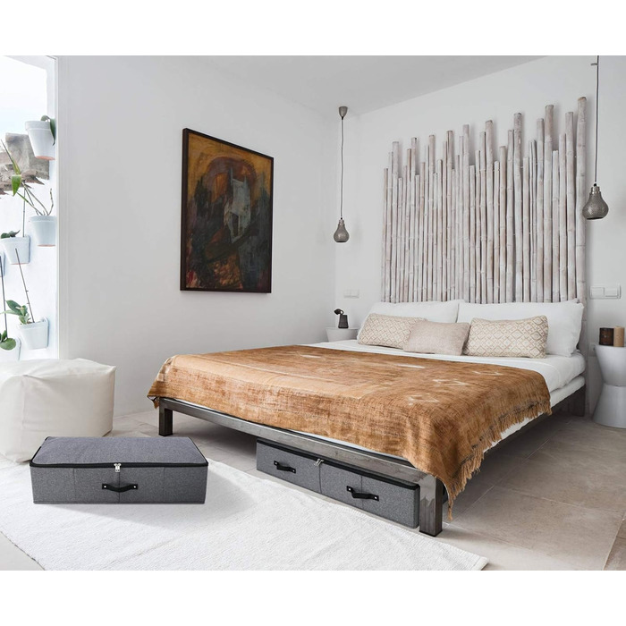 Складана коробка для зберігання під ліжком, 90x42x18 см, чорно-сіра (2 шт.)