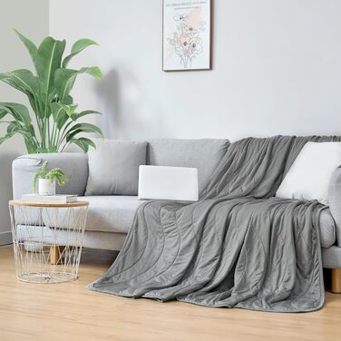 Laneetal легка літня охолоджуюча ковдра Arc-Chill Q-Max >0,45, самохолодна, сіра, 200x220 см, для спальні, дивана, подорожей