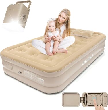 Надувний матрац самонадувний, односпальний з насосом та нічним світлом, 190 x 100 x 40 см, для дому та кемпінгу