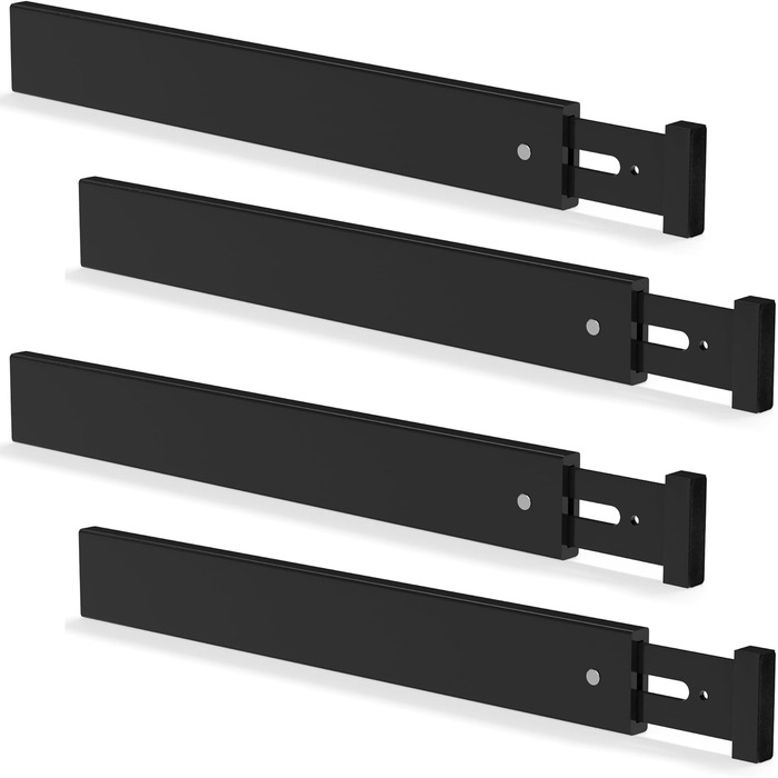 Ruichang 4-Piece Bamboo Drawer Dividers Adjustable (44-55 x 1.5 x 5.7 cm, Black), Drawer Dividers for Kitchen, Drawer Organizers for Kitchen Drawers
