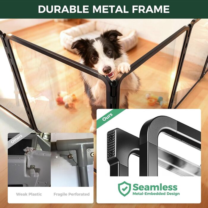 Клітка для собак Pawadise FXW з акрилу та металевої сітки, 61 см, 8 панелей, біла, для цуценят та маленьких собак, патентована модель