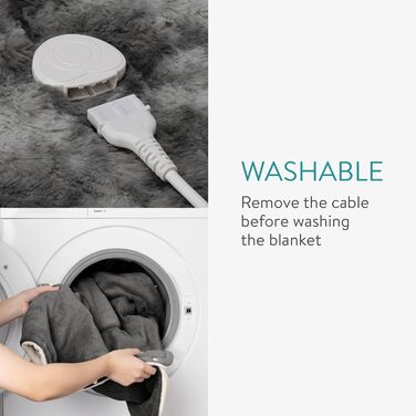 Електрична ковдра Navaris XXL з підігрівом 180x130 см, 3 режими, автовимкнення, пральна, штучне хутро, темно-сірий