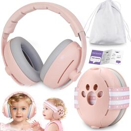 Навушники для дітей 0-4 роки, 2-в-1, захист від шуму 24dB, рожеві