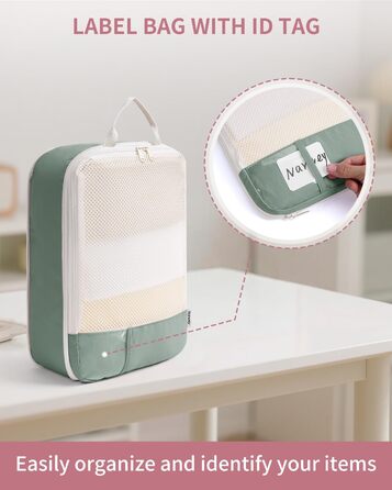 Набір органайзерів для валізи Narwey (6 шт.) - кубики для пакування з компресією, бежевий. Організація подорожей та зручне пакування речей.