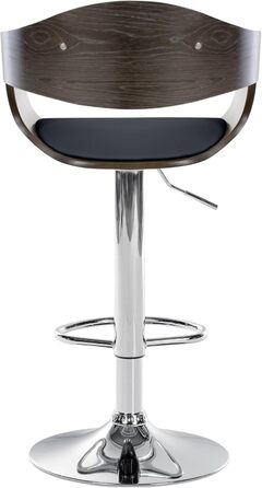 Kingston Adjustable Bar Stool with Faux Leather Seat - Black/Gray